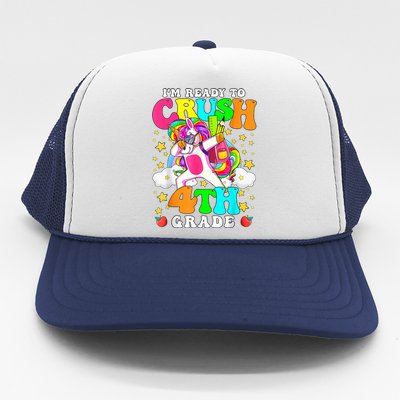 Ready To Crush 4th Grade Cute Unicorn Back To School Girl Trucker Hat