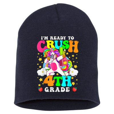 Ready To Crush 4th Grade Cute Unicorn Back To School Girl Short Acrylic Beanie