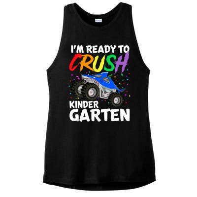 Ready To Crush Kindergarten Back To School Monster Truck Boy Cool Gift Ladies PosiCharge Tri-Blend Wicking Tank