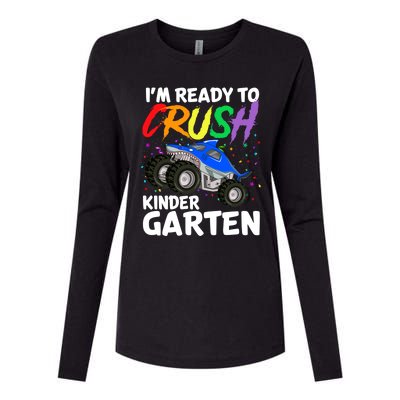 Ready To Crush Kindergarten Back To School Monster Truck Boy Cool Gift Womens Cotton Relaxed Long Sleeve T-Shirt