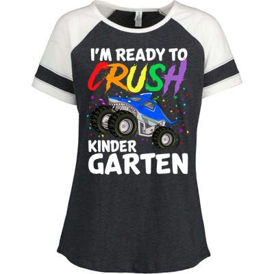 Ready To Crush Kindergarten Back To School Monster Truck Boy Cool Gift Enza Ladies Jersey Colorblock Tee