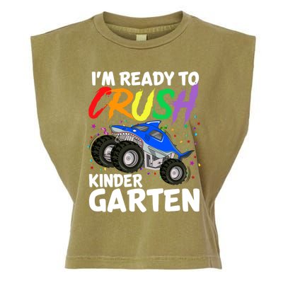 Ready To Crush Kindergarten Back To School Monster Truck Boy Cool Gift Garment-Dyed Women's Muscle Tee