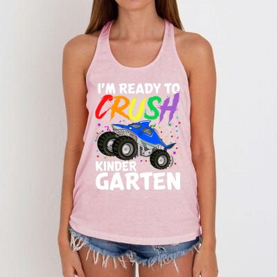 Ready To Crush Kindergarten Back To School Monster Truck Boy Cool Gift Women's Knotted Racerback Tank