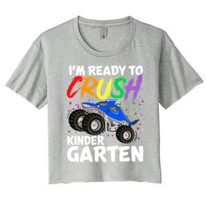 Ready To Crush Kindergarten Back To School Monster Truck Boy Cool Gift Women's Crop Top Tee