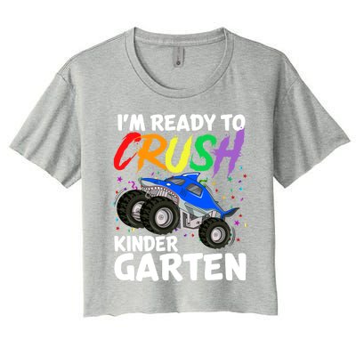 Ready To Crush Kindergarten Back To School Monster Truck Boy Cool Gift Women's Crop Top Tee