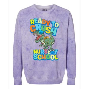 Ready to Crush First Day of Nursery School Dinosaur T Rex Colorblast Crewneck Sweatshirt