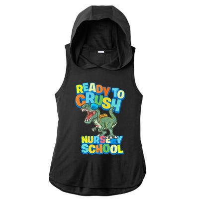 Ready to Crush First Day of Nursery School Dinosaur T Rex Ladies PosiCharge Tri-Blend Wicking Draft Hoodie Tank