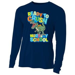 Ready to Crush First Day of Nursery School Dinosaur T Rex Cooling Performance Long Sleeve Crew