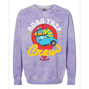 Road Trip Crew Family Vacation Matching Cool Trip Gift Colorblast Crewneck Sweatshirt