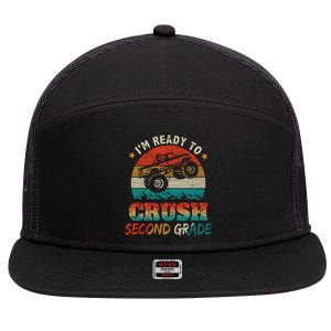 Ready To Crush Second Grade Back To School Monster Truck Boy Gift 7 Panel Mesh Trucker Snapback Hat