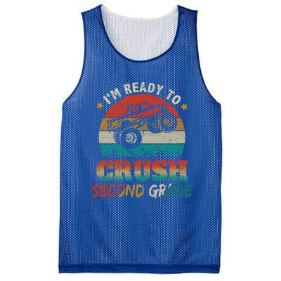 Ready To Crush Second Grade Back To School Monster Truck Boy Gift Mesh Reversible Basketball Jersey Tank