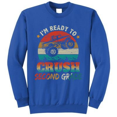 Ready To Crush Second Grade Back To School Monster Truck Boy Gift Tall Sweatshirt