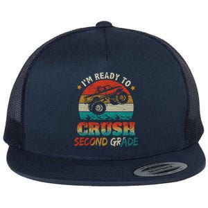 Ready To Crush Second Grade Back To School Monster Truck Boy Gift Flat Bill Trucker Hat