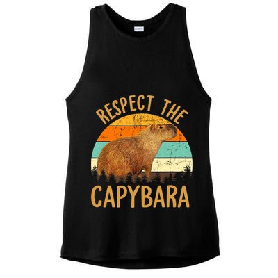 Respect The Capybara Animal Funny Capybara Lover Ladies PosiCharge Tri-Blend Wicking Tank