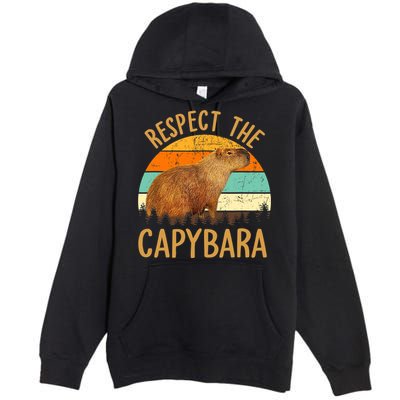 Respect The Capybara Animal Funny Capybara Lover Premium Pullover Hoodie