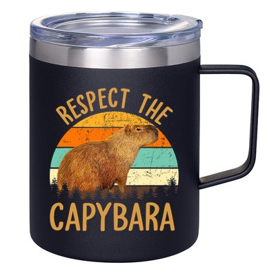 Respect The Capybara Animal Funny Capybara Lover 12oz Stainless Steel Coffee Mug