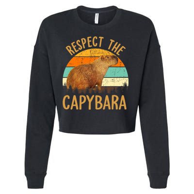 Respect The Capybara Animal Funny Capybara Lover Cropped Pullover Crew