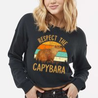 Respect The Capybara Animal Funny Capybara Lover Cropped Pullover Crew