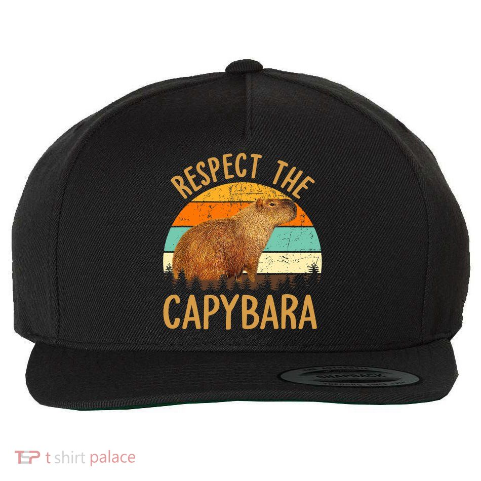 Respect The Capybara Animal Funny Capybara Lover Wool Snapback Cap