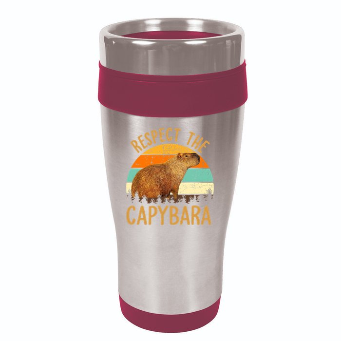 Respect The Capybara Animal Funny Capybara Lover 16oz Travel Tumbler