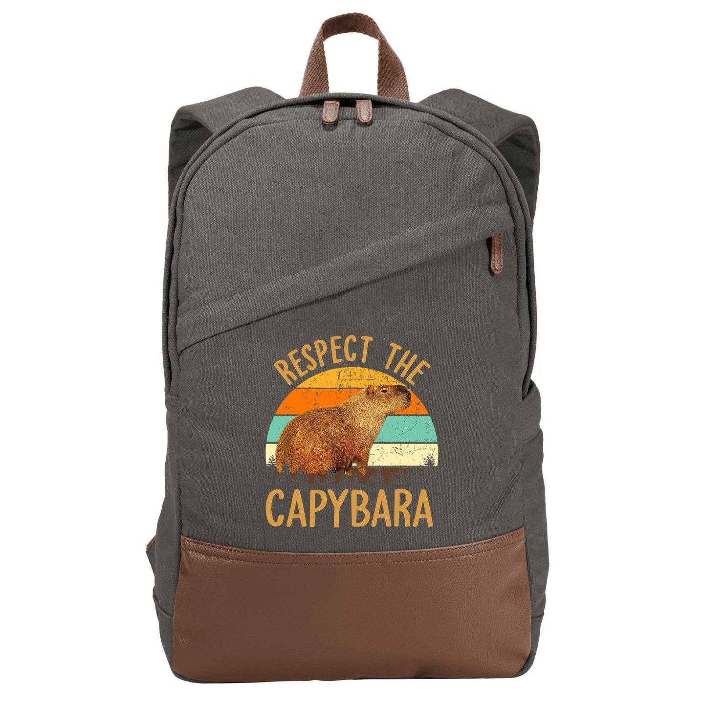 Respect The Capybara Animal Funny Capybara Lover Cotton Canvas Backpack