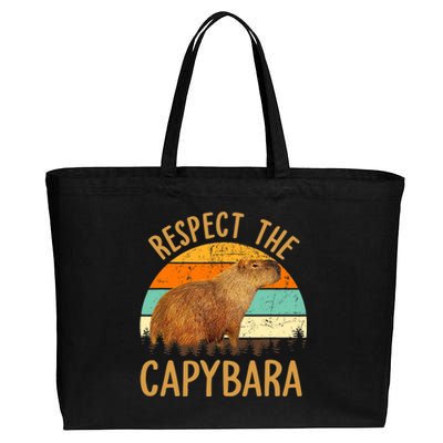 Respect The Capybara Animal Funny Capybara Lover Cotton Canvas Jumbo Tote