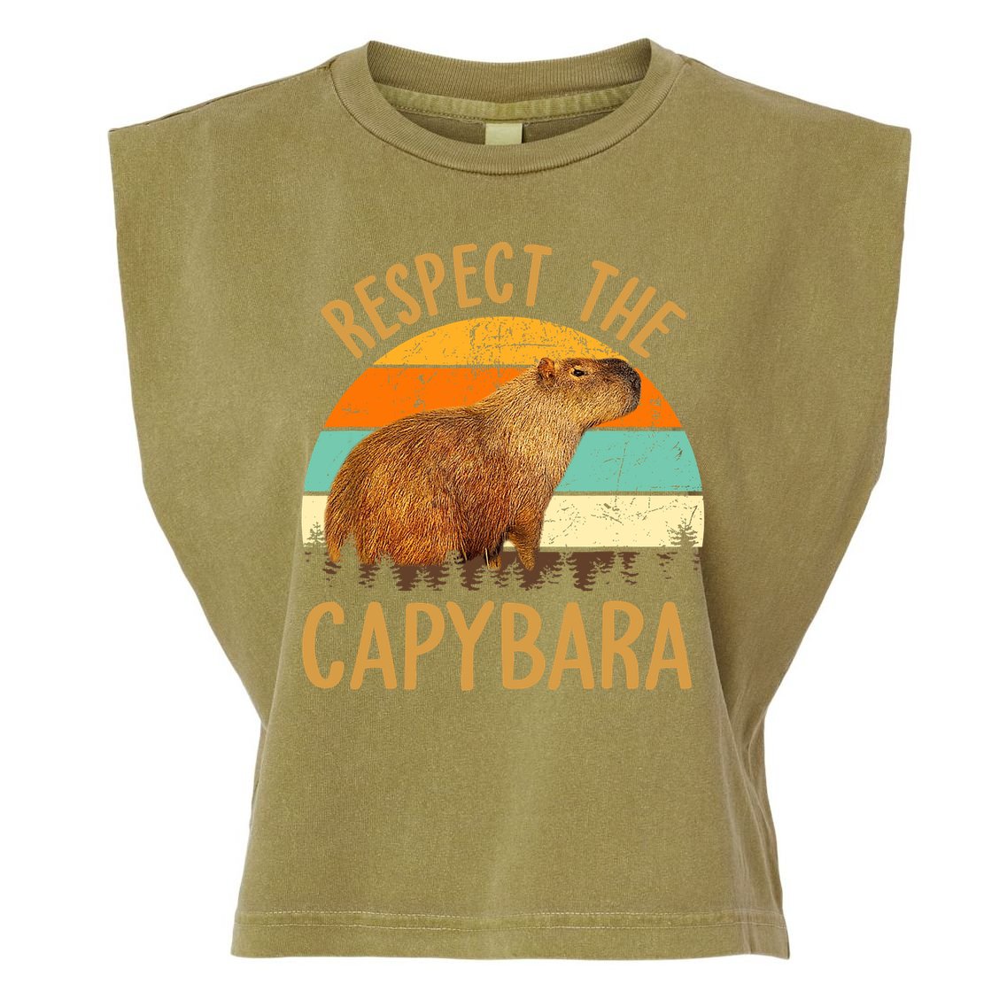 Respect The Capybara Animal Funny Capybara Lover Garment-Dyed Women's Muscle Tee