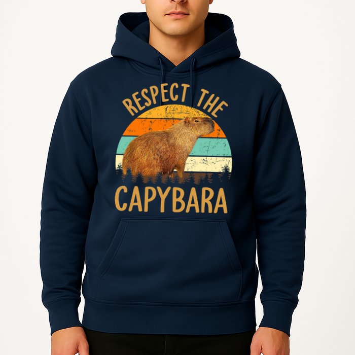 Respect The Capybara Animal Funny Capybara Lover Hoodie