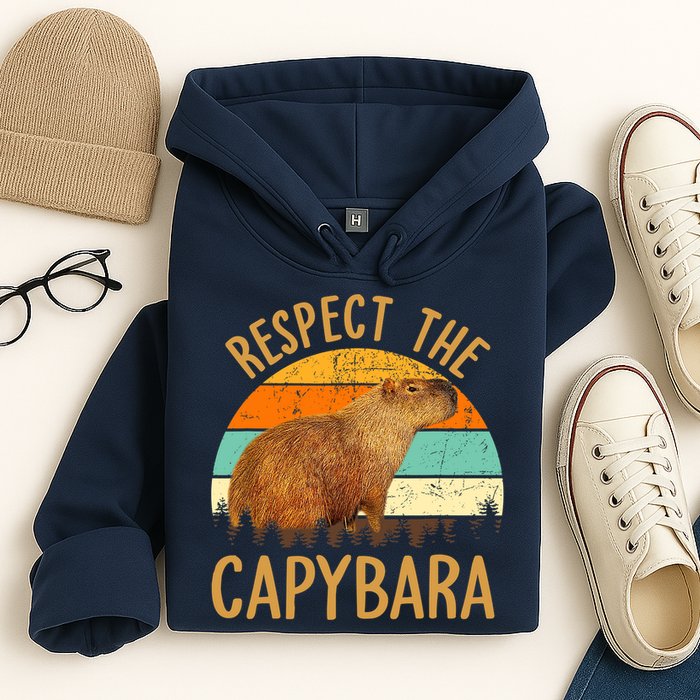Respect The Capybara Animal Funny Capybara Lover Hoodie