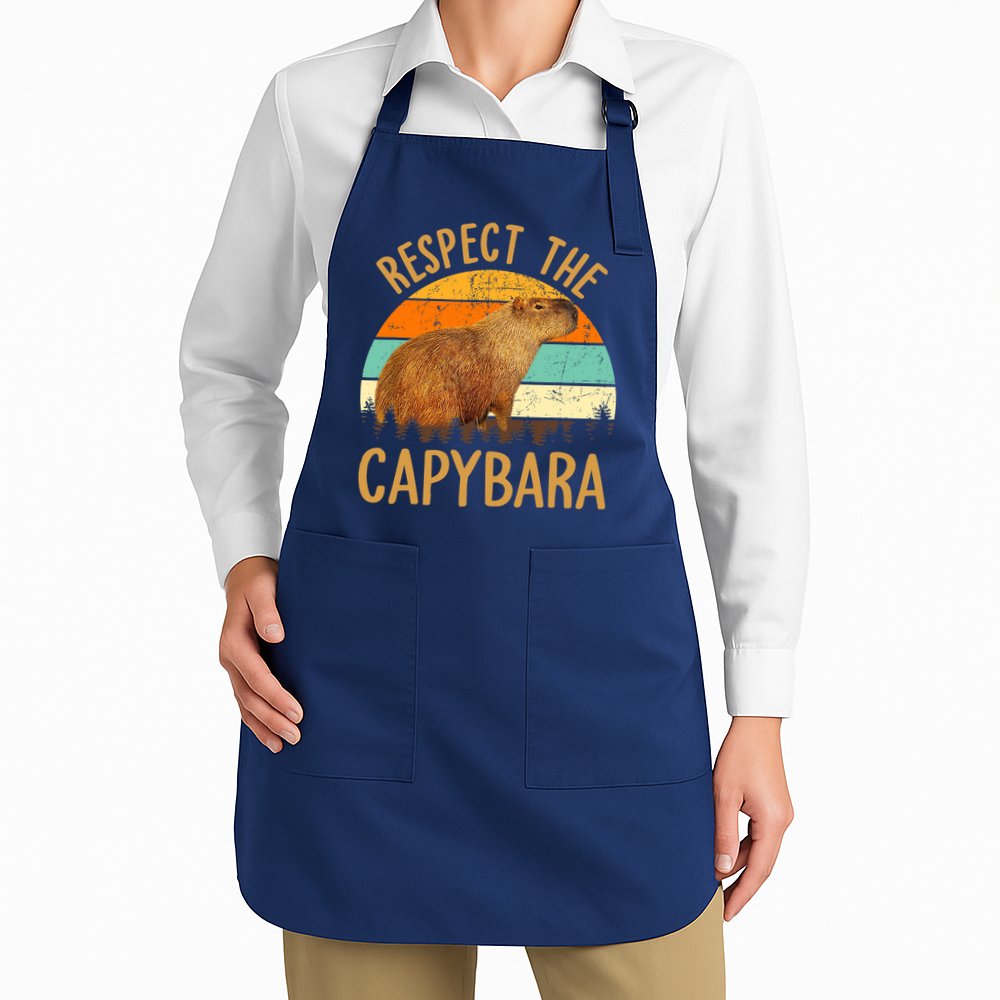 Respect The Capybara Animal Funny Capybara Lover Apron