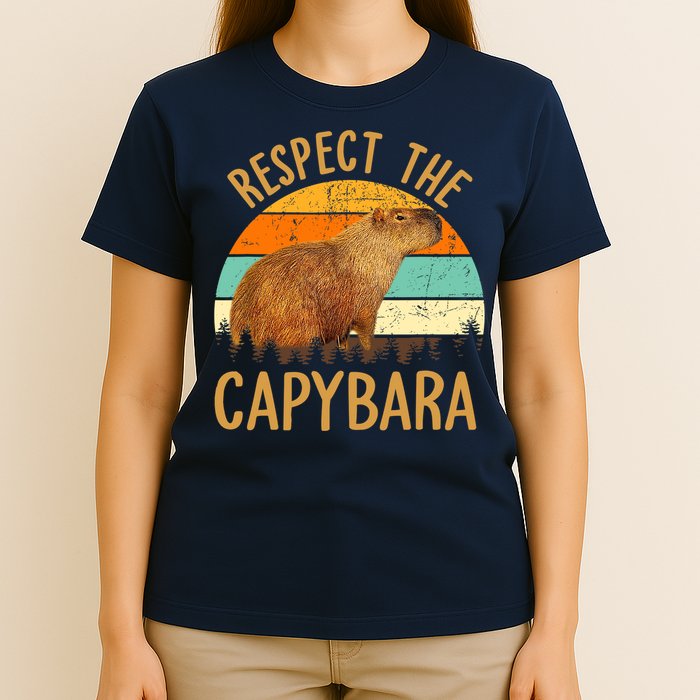 Respect The Capybara Animal Funny Capybara Lover T-Shirt