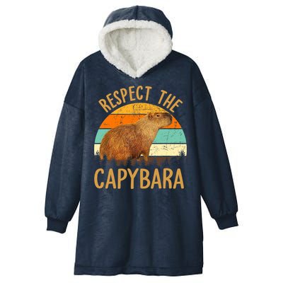 Respect The Capybara Animal Funny Capybara Lover Hooded Wearable Blanket