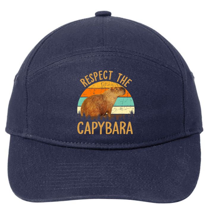 Respect The Capybara Animal Funny Capybara Lover 7-Panel Snapback Hat