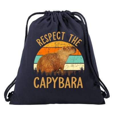 Respect The Capybara Animal Funny Capybara Lover Drawstring Bag