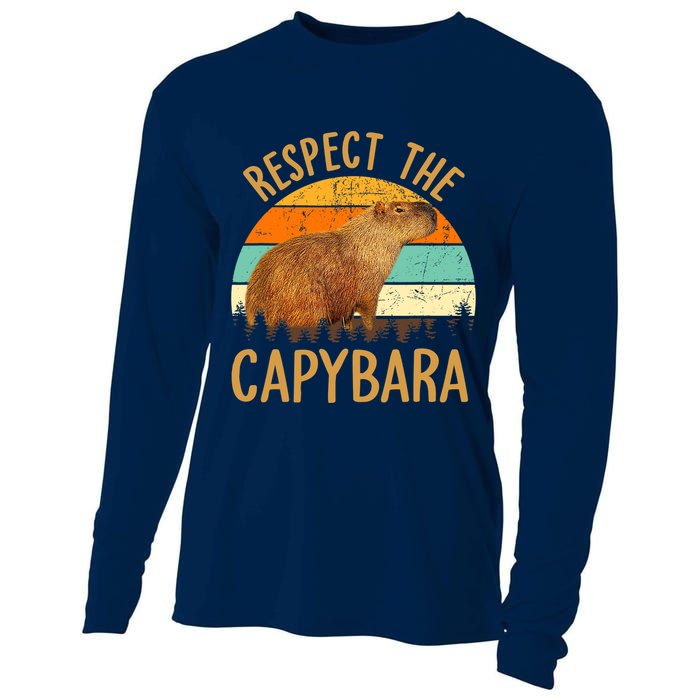 Respect The Capybara Animal Funny Capybara Lover Cooling Performance Long Sleeve Crew