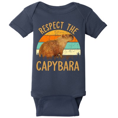 Respect The Capybara Animal Funny Capybara Lover Baby Bodysuit
