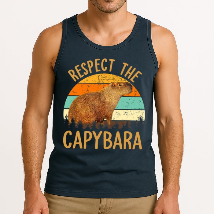 Respect The Capybara Animal Funny Capybara Lover Tank Top
