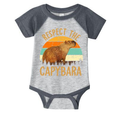 Respect The Capybara Animal Funny Capybara Lover Infant Baby Jersey Bodysuit