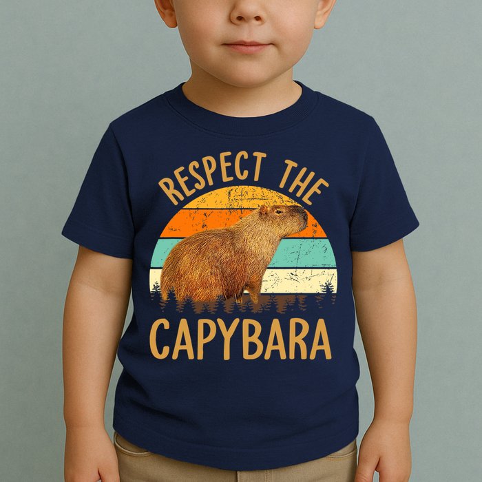 Respect The Capybara Animal Funny Capybara Lover Toddler T-Shirt