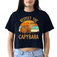 Respect The Capybara Animal Funny Capybara Lover Crop Top