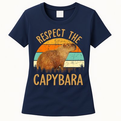 Respect The Capybara Animal Funny Capybara Lover Womens T-Shirt