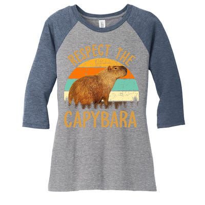 Respect The Capybara Animal Funny Capybara Lover Women's Tri-Blend 3/4-Sleeve Raglan Shirt