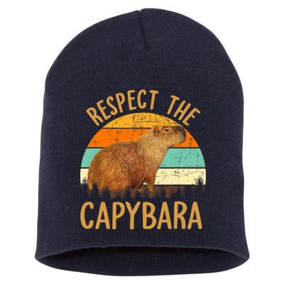 Respect The Capybara Animal Funny Capybara Lover Short Acrylic Beanie