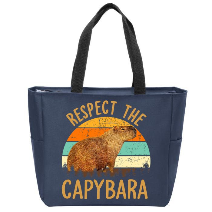 Respect The Capybara Animal Funny Capybara Lover Zip Tote Bag