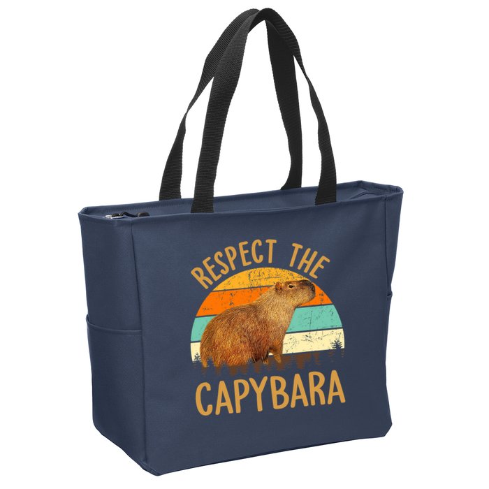 Respect The Capybara Animal Funny Capybara Lover Zip Tote Bag