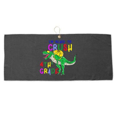 Ready to Crush 4th Grade Dinosaur Back to School Large Microfiber Waffle Golf Towel