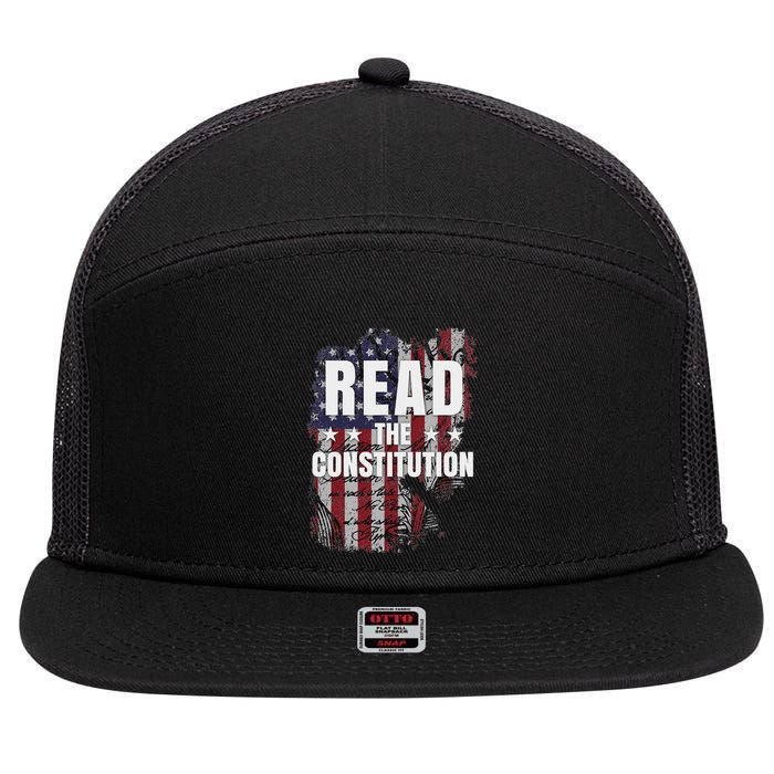 Read The Constitution ItS Bill Of Rights & Amendments 7 Panel Mesh Trucker Snapback Hat