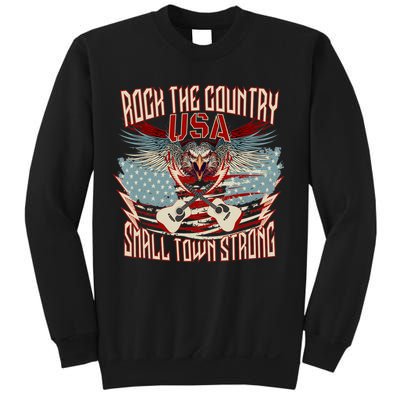 Rock The Country Music Small Town Strong America Flag Eagle Sweatshirt