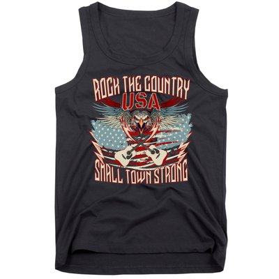 Rock The Country Music Small Town Strong America Flag Eagle Tank Top