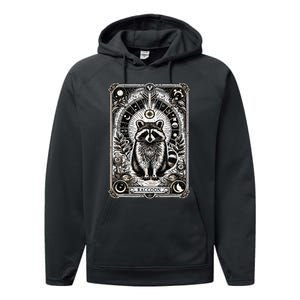 Raccoon Tarot Card Racoon Mystic Occult Raccoon Performance Fleece Hoodie